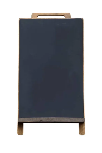 Black Chalkboard Stand Sandwich Sidewalk Sign Geïsoleerd Witte Achtergrond Met — Stockfoto