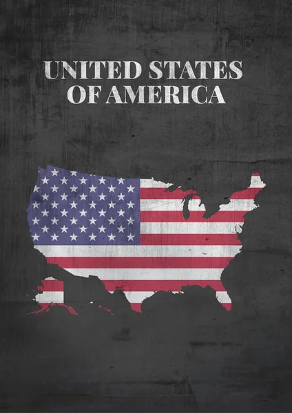 American Illustration Map Country Shape Flag Symbolic Brilliant Modern Artwork — Stock Photo, Image