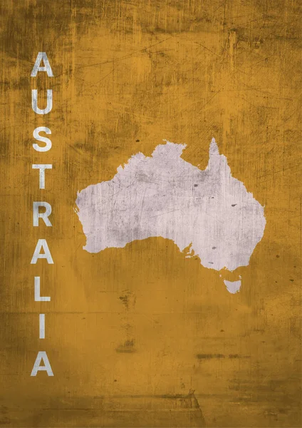 Carte Minimaliste Nom Design Australie Avec Affiche Tendance Bois Grunge — Photo