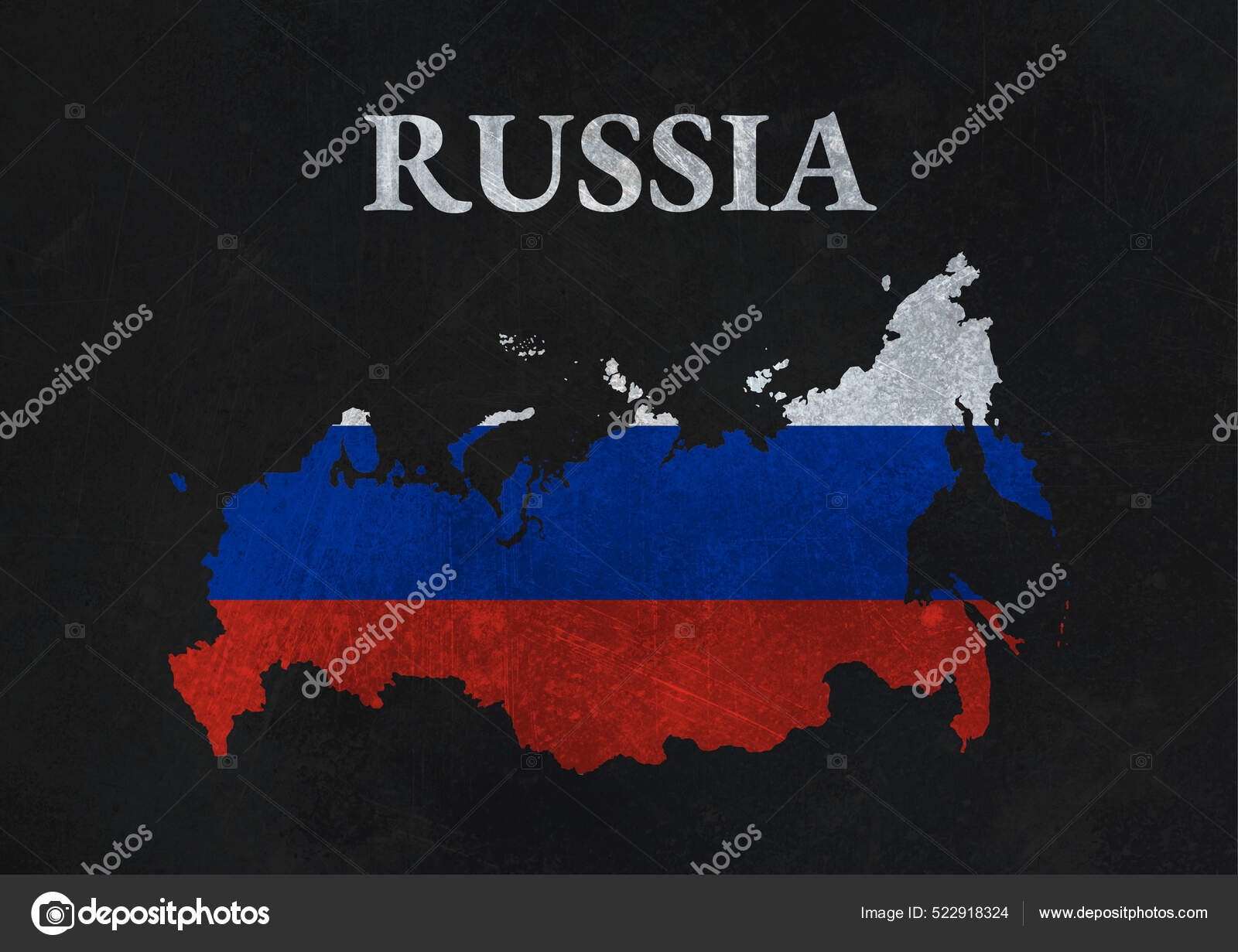 Russia Flag Map Stock Illustration