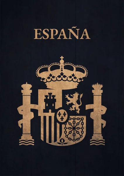 Con Escudo Brazo Principal Símbolo Español Mapa País Minimalista Color —  Fotos de Stock