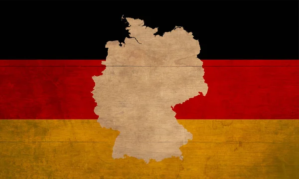 带有国旗的德国简约地图 浓郁的色彩和现代艺术品与怀旧风格搭配在一起 印刷品 活动及宣传海报 — 图库照片