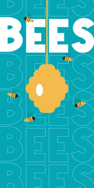 Absurdes Minimalistisches Banner Flachem Design Mit Bienenstock Und Mehreren Bienen — Stockfoto