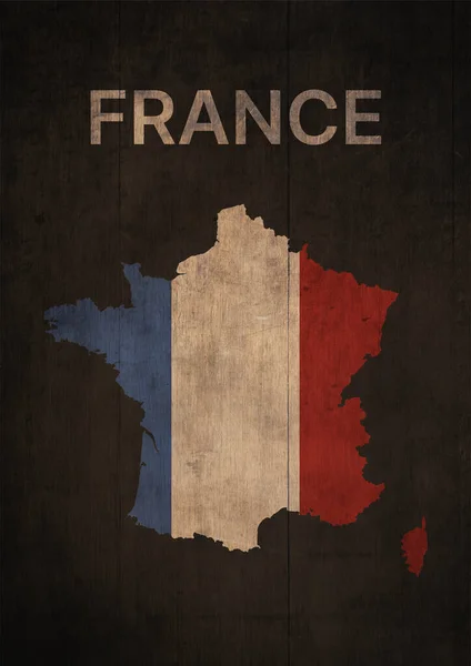 Franse Illustratie Met Landkaart Vlag Met Symbolische Eiffeltoren Contrasterende Kleur — Stockfoto