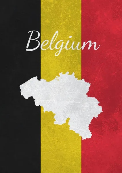 Belgische Illustration Mit Landkarte Und Flagge Mit Dem Symbolischen Atomium — Stockfoto