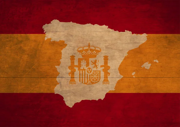 Mapa Minimalista Español Con Bandera Nacional Brillante Gráficos Hacen Con — Foto de Stock