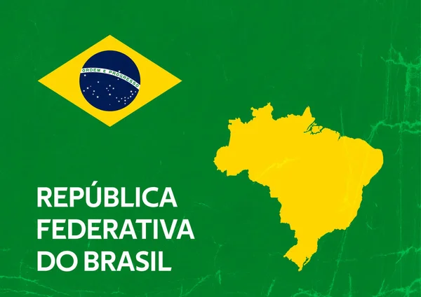 Ilustração Brasileira Com Mapa Forma País Bandeira Com Cristo Redentor — Fotografia de Stock