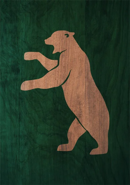 Stimuláló Medve Feláll Megtámadja Sötét Zöld Erdő Textúra Minimális Koncepció — Stock Fotó
