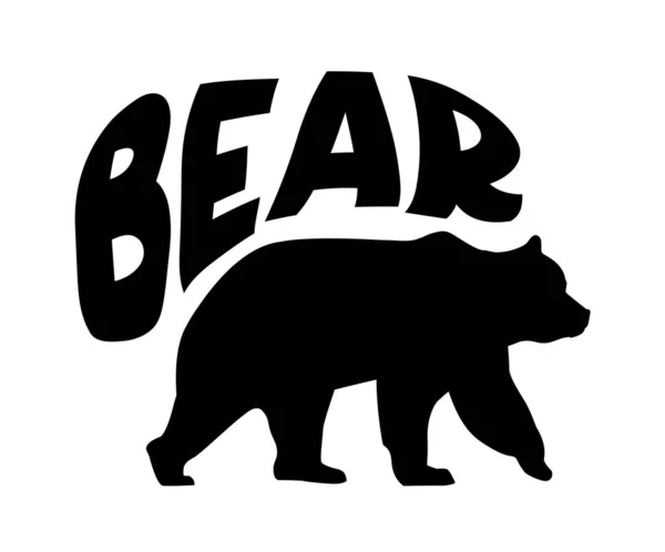 Elegant Bear Walking Big Text Bear Isolated White Picture Funny — Stock Photo, Image