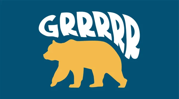 Urso Engraçado Andando Rugido Com Grrrrr Grande Texto Isolado Imagem — Fotografia de Stock