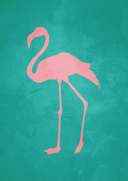 Heerlijk Flamingo Minimalistisch Design Met Aquatische Oceaankleur Minimaal Concept Dierenposter — Stockfoto