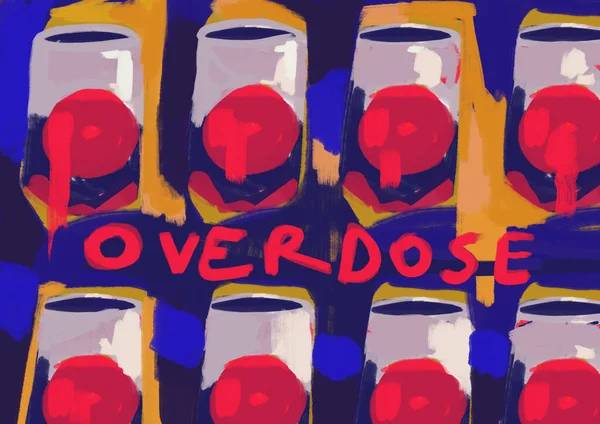 Pomodoro Inventivo Con Testo Overdose Duplicato Nello Stile Andy Warhol — Foto Stock