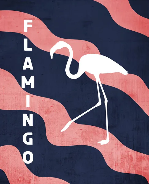 Rustige Flamingo Wandelen Wit Silhouet Met Roze Golf Rug Elegante — Stockfoto