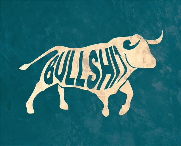 Exciting Bull Rushes Text His Body Bullshit Minimal Concept Animal — Φωτογραφία Αρχείου