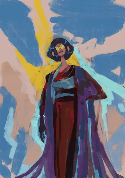Стилізована Жінка Кавказька Великим Пальто Сонцезахисним Склом Сучасна Мода Живопис — стокове фото