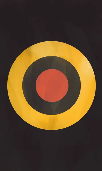Graceful Red Yellow Circles Black Non Figurative Artwork Bauhaus Abstract — Stock Photo, Image