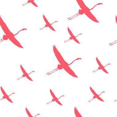 Zarif, pürüzsüz desenli çoklu flamingo sineği, sevimli desen ve duvar kağıdı. Canlı renkte sanatsal eserler. Reklam, reklam ve poster afişi