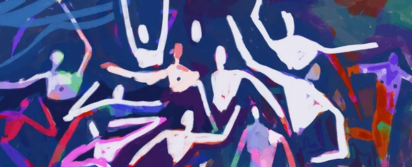 Mírumilovná Skupina Lidí Spolu Tančí Mrazí Freska Banner Obrázek Grunge — Stock fotografie