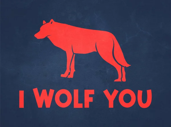 Kurt Minimalist Beyaz Tasarımı Stand Wolf Shirt Konsepti Tasarımı Eğlenceli — Stok fotoğraf