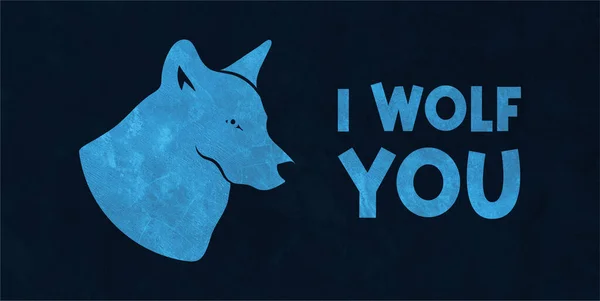 Lucu Serigala Anda Dengan Potret Serigala Biru Lucu Kutipan Lucu — Stok Foto