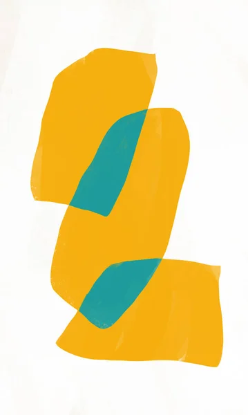Graceful Yellow Irregular Abstract Shapes Overlay Bauhaus Abstract Art Elegant — Stock Photo, Image