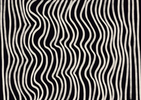 Vertical Wavy Line Wavelet Irregularity Handmade White Brush Black Background — Stock Photo, Image