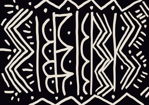 Aesthetic African art pattern squiggle in black background, art product with abstract art. Textile look paint, no color. Abstract art for website, print and ads