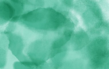 Basit yeşil suluboya, kanlı yıkama ve mürekkep lekesi tasarımı. Grafik tasarımı için arka plan ve doku. Yaz için pastel yeşili renk.