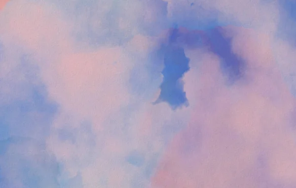 Pastel Abstrato Aquarela Azul Rosa Roxa Sobre Papel Grão Lavagem — Fotografia de Stock