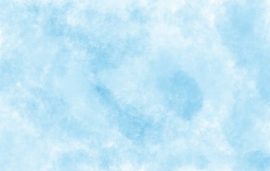 Simple blue watercolor bleed wash and ink stain design on grain paper. Background and texture for graphic design. Pastel blue color for summer.