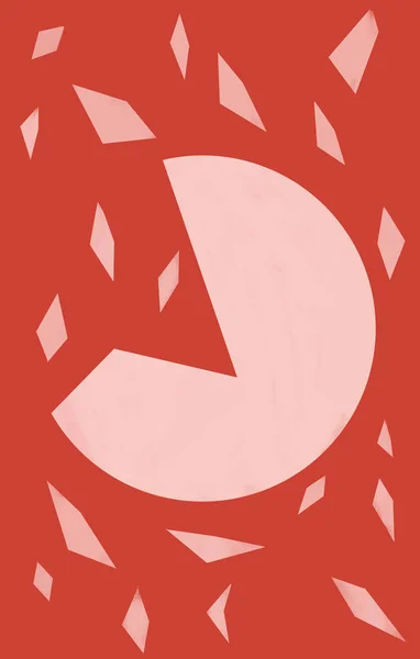 Inventive Geometrical Red Square Shapes Pink Background Cut Circle Art Imágenes de stock libres de derechos