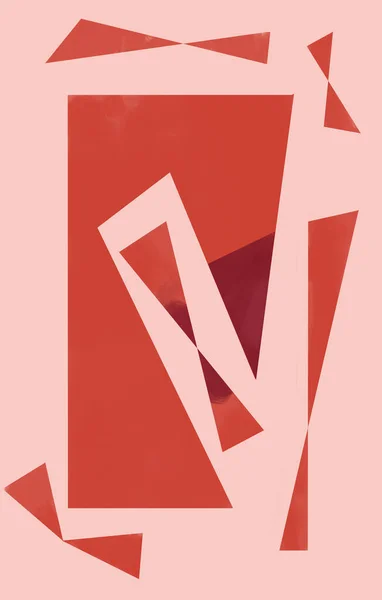 Beautiful Geometrical Red Hourglass Shapes Pink Background Big Shapes Art Imagen de archivo