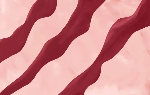 Червоні Лінії Хвиль Рожевому Тлі Мистецтво Абстрактним Мінімальним Мистецтвом Творчий Стокова Картинка