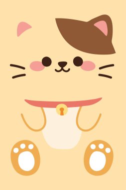 Cute little smile face cat flat cartoon.Animal character design.Background.Hand drawn.Kawaii.Vector.Illustration.