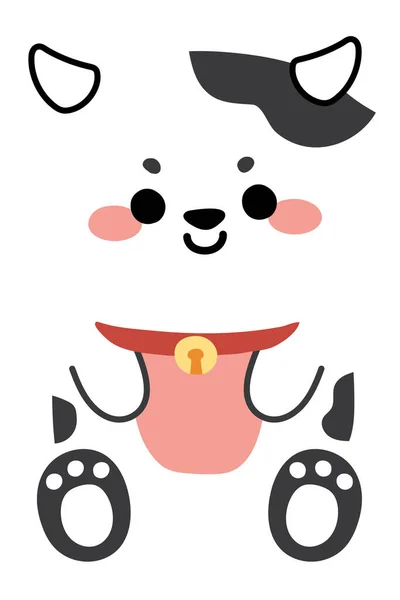 Cute Little Face Cow Flat Cartoon Animal Character Design White — Stockový vektor