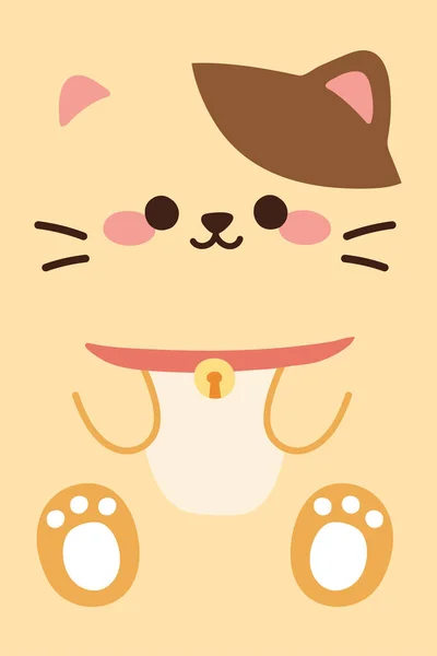 Cute Little Smile Face Cat Flat Cartoon Animal Character Design — стоковый вектор