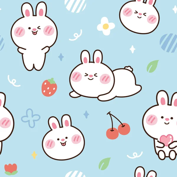 배경에 귀여운 토끼의 바다없는 캐릭터 Design Kid Graphic Wallpaper Kawaii — 스톡 벡터