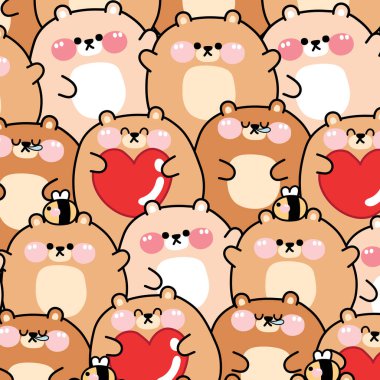 Tekrarlıyorum. Çeşitli pozlarda kusursuz şirin ayı deseni. Güzel çizgi film hayvan karakteri tasarımı. Kart, poster, çocuk ürünü, giysi..