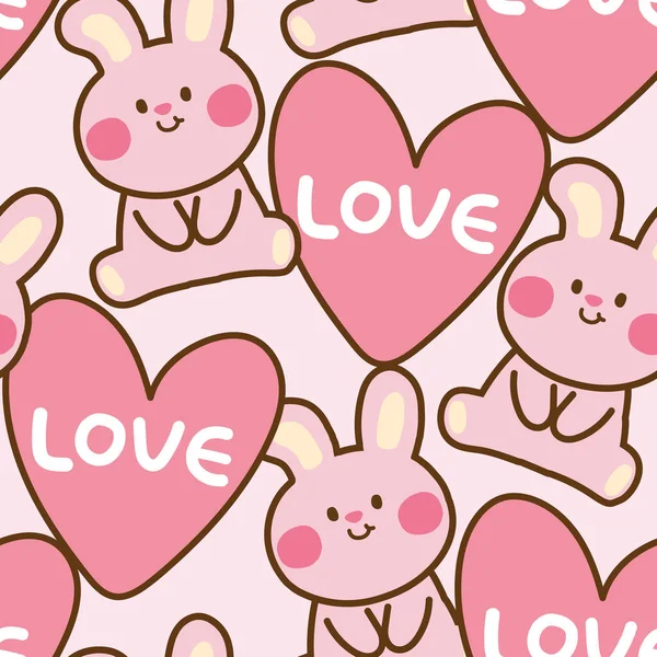 Безглазый Рисунок Симпатичного Кролика Сердцем Розовом Фоне — стоковый вектор