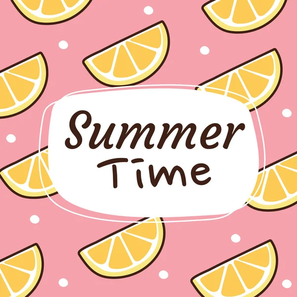 夏天的时候用柠檬手绘 可爱的颜色 卡通涂鸦后缀 网页横幅 — 图库矢量图片