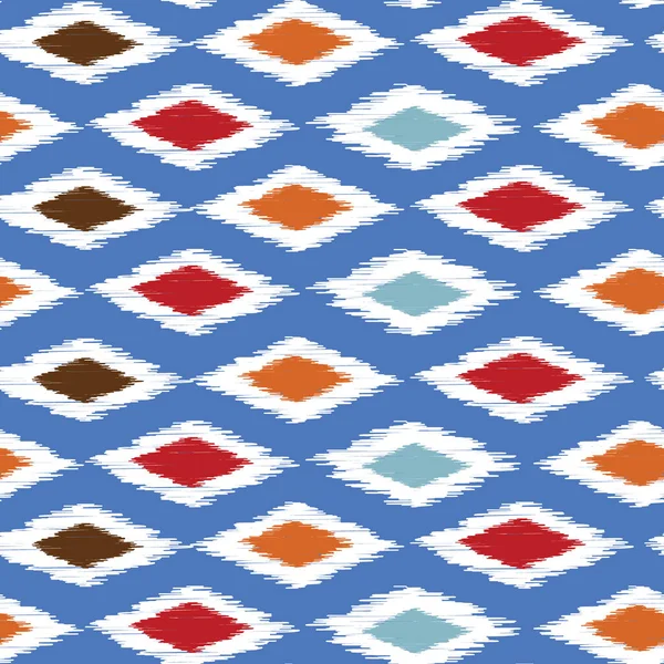Ikat Seamless Pattern Ethnic Tribal Background Geometric Texture Wallpaper Blu — 图库矢量图片