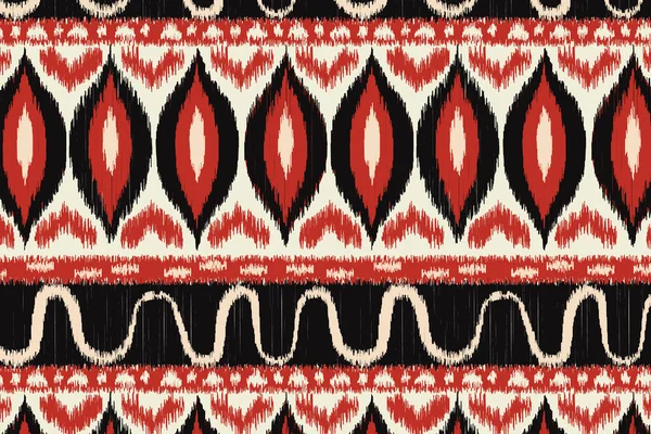 Ikat Nahtlose Muster Der Stickerei Stammesafrikanisten Abstrakte Background Boho Rot — Stockvektor