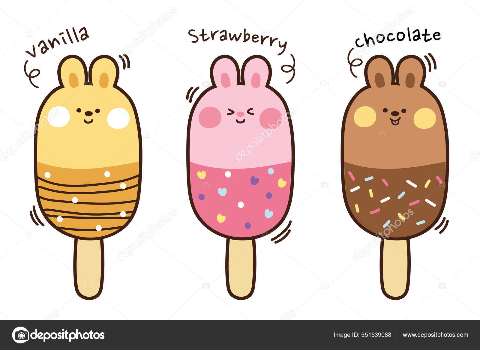 可爱的冰淇淋手绘集合可爱的兔子卡通人物设计小兔子甜食涂鸦套装说明1 图库矢量图©ma_nud_sen 551539088, image size:1600x1167