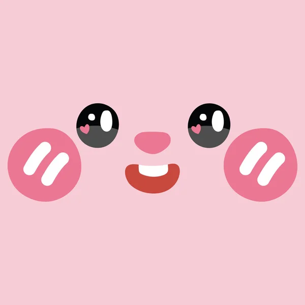かわいいウサギの顔とウインクハートの目の漫画 動物の頭ピンクの背景 Kawaii Vector イラスト — ストックベクタ