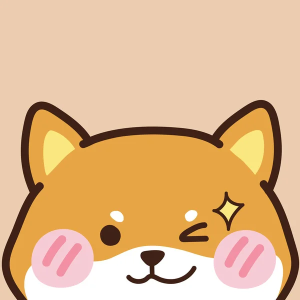 Cute Face Head Shiba Inu Cute Animal Drawing Dog Hand — Stock Vector
