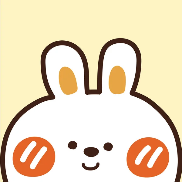 Mignon Visage Blanc Tête Lapin Souriant Charmant Animal Design Personnage — Image vectorielle