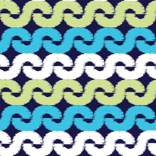 Ikat Seamless Mønster Bølge Kurve Form Broderi Abstrakt Baggrund Vector – Stock-vektor