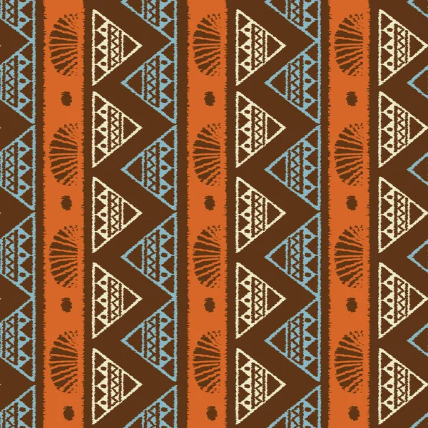Ikat Seamless Pattern Bohemian Style Abstract Background Embroider Rectangular Vector — 图库矢量图片