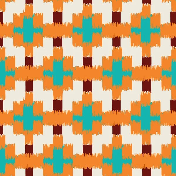 Ikat Seamless Pattern Borroidery Ethnic Textile Design Abstract Background Vector —  Vetores de Stock