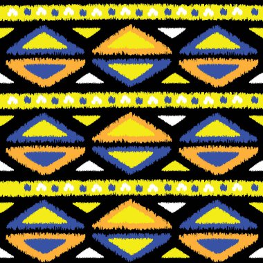 Ikat.Kusursuz kabile nakışı deseni. Renkli arka plan. Afrika tarzı. Halı, yorgan, şal, yastık..